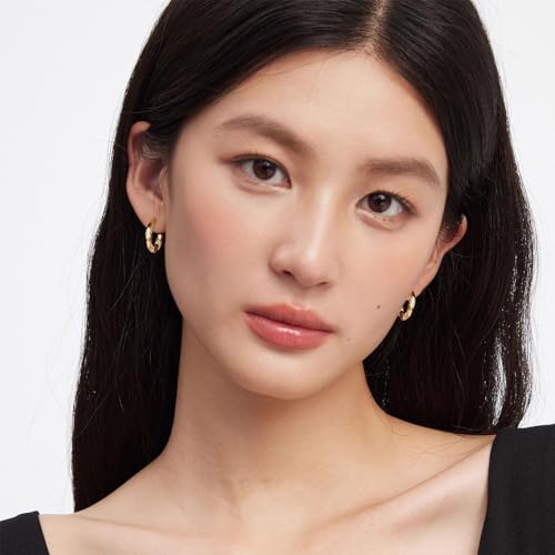 Dainty Gold Huggie Hoop Earrings for Women - 18K Gold Plated Cubic Zirconia Lightweight Mini Double Hoops Earrings for Everyday Wear - style: Small Hoops Earrings Gold