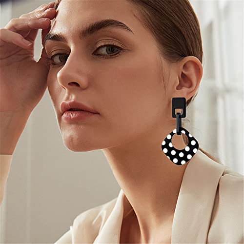 ONLYJUMP Exaggerated Geometry Earrings Acrylic Round Square Triangle Heart Dangle Earrings for Women Multilayer Bohemia Earrings Classic Retro Minimalist Earrings Statement Jewelry - color: Black A