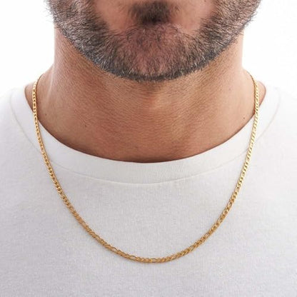 Stainless Steel Figaro Link Chain Necklace For Men Women, 3mm 4mm 5mm 7mm Width, 18k Gold Plated 18 20 22 24 Inch Figaro Chain, No Tarnish Durable Waterproof Jewelry - color: 3MM Gold, size: 22inches