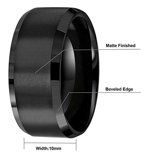 6mm 8mm 10mm Black Tungsten Wedding Band Ring Men Women Matte Finish Beveled Edges Comfort Fit Size 5 To 17 - color: Black 10mm