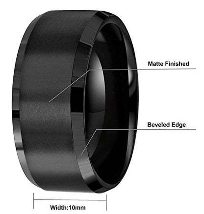 6mm 8mm 10mm Black Tungsten Wedding Band Ring Men Women Matte Finish Beveled Edges Comfort Fit Size 5 To 17 - color: Black 10mm