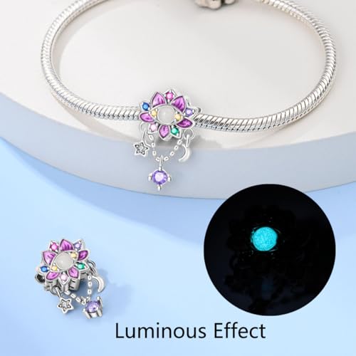 HappyStar 925 Sterling Silver Charms for Bracelets and Necklace Dangle Pendants Beads Charms Fits Charms Bracelets for Woman Jewelry Gifts (with one Spacer Bead Charms) - style: Elegant Lotus Beads