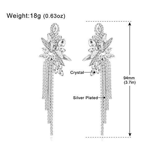 Marquise Crystal Bridal Chandelier Dangle Drop Earrings Ladies Gifts in Silver/Gold Tone - color: silver