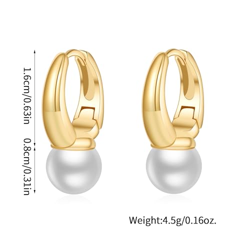 Pearl Earrings for Women 14K Gold Freshwater Pearl Hoop Earring Dangle Drop Wedding Earrings Bridal Bridesmaid Jewelry Gifts for Women - color: Gold pearl-13632