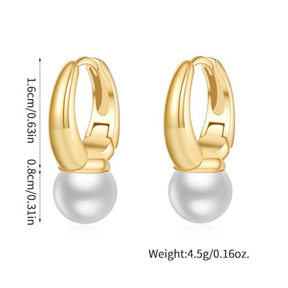 Pearl Earrings for Women 14K Gold Freshwater Pearl Hoop Earring Dangle Drop Wedding Earrings Bridal Bridesmaid Jewelry Gifts for Women - color: Gold pearl-13632