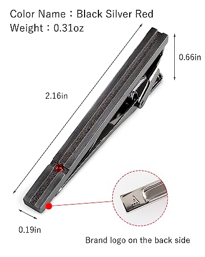 [TAVARAT] Tie Clip Tie Clips for Men Black Silver Tie Bar Tie Pin Tps-032 - style: black silver red