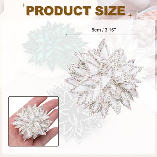 PATIKIL Flower Brooch Pin for Women, Rhinestone Rose Flower Brooch Dainty Fabric Floral Boutonnieres for Women - color: White