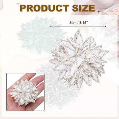 PATIKIL Flower Brooch Pin for Women, Rhinestone Rose Flower Brooch Dainty Fabric Floral Boutonnieres for Women - color: White