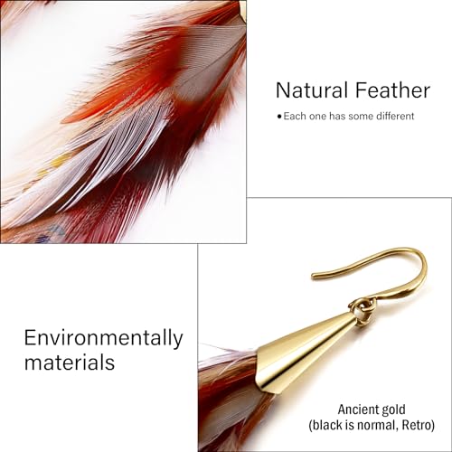 Bohemian Feather Dangle Earrings for Women with Shell Beads Long Tassel Design Drop Earrings - style: Style-Boho