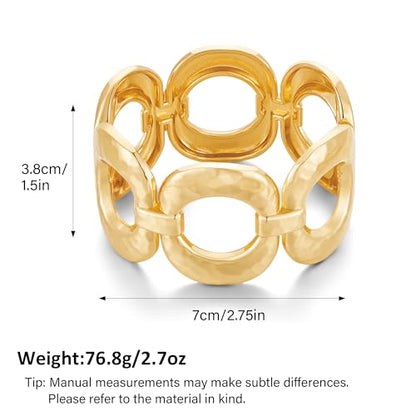 Chunky Gold Bangles Bracelet for Women Trendy Statement Bracelet Dainty Charm Gold Jewelry - color: Ellipse Bracelets-GD