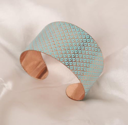 Touchstone Indian Bollywood Desire Brass Base Exotic Workmanship Free Size Cuff Bracelet in Antique Gold Or White Or Copper Tone for Women. - style: D260 Turquoise Blue
