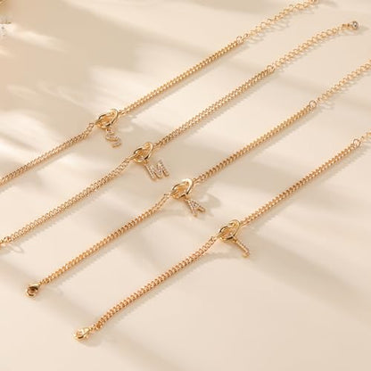 Gold Initial Bracelets for Women Jewelry Gifts - Dainty 14K Gold Plated Zircon Letter Knot Bracelet 26 Alphabet Monogram Initial Bracelets Birthday Gifts for Women - color: G