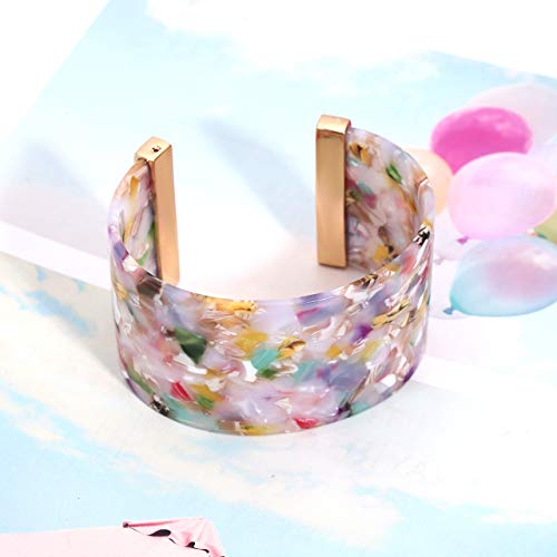 FAERLIIRY Cuff Bracelet for Women Acrylic Resin Bracelets Statement Bangle Bracelet Adjustable Bracelet Wide Chunky Bracelets for Women - color: Floral