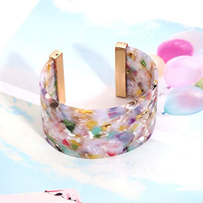 FAERLIIRY Cuff Bracelet for Women Acrylic Resin Bracelets Statement Bangle Bracelet Adjustable Bracelet Wide Chunky Bracelets for Women - color: Floral