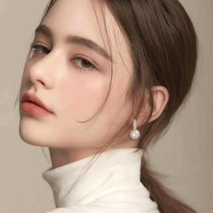 Pearl Earrings for Women 14K Gold Plated Hypoallergenic Pearl Earrings 5A Cubic Zirconia Dangle Earrings Elegant Jewelry - color: 6-Gold