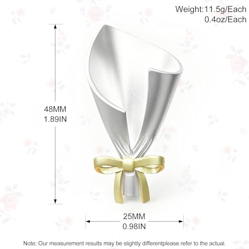 DIY Wearable Flower Bouquet Brooch Clip, Metal Bouquet Holder Lapel Pins, Reusable Fashion Brooches Pins for Flowers Bouquets, For Holding Fresh or Dried Flowers Daily or Party Wedding (Gold Bow)