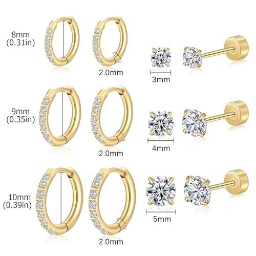 Surgical Steel Small Gold Huggie Hoop Earrings for Women Hypoallergenic - color: D-14k Gold Plated