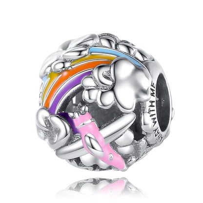 10 Pack Silver Bead Charms for Bracelets and Necklaces Pendant Dangle Beads Jewelry Gifts for Women Charm Set - color: Rainbow Animals