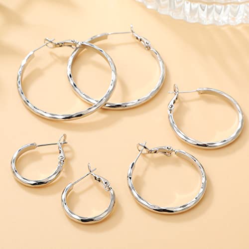 Sterling Silver Hoop Earrings - Diamond-Cut Circle Hoops, Hypoallergenic, 3mm Thin, Oversize 20/30/40/50/60mm - color: Silver,30mm