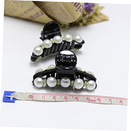 Snap Barrettes for Women Black Pearl Clips Fashion Style Hair Clip Set 3 Sizes Included