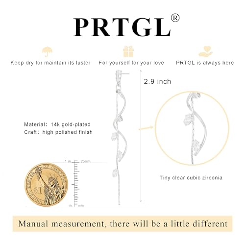 Dangle Earrings for Women - 14K Gold/White Gold/Rose Gold Plated Butterfly Heart Star Hoop Chain Long Tassel Cubic Zirconia CZ Dangle Earrings - color: Silver CZ Twist