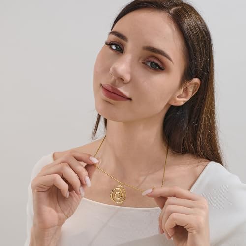 Boho Chunky Gold Statement Necklaces for Women Beach Jewelry Gifts | Versatile Everyday Wear, Pairs with Any Outfit, Ideal Gift for Any Occasion, Easy to Layer, Lightweight, Hypoallergenic - style: Spiral-A