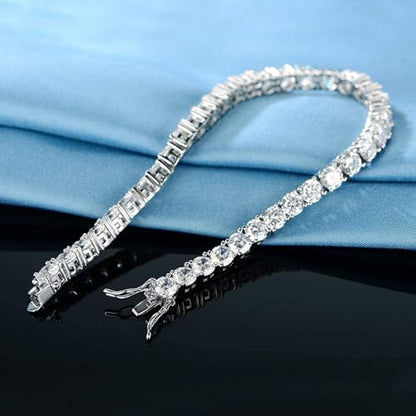MDFUN 18k White Gold Plated CZ Tennis Bracelet, 4MM Cubic Zirconia Charm Bracelet for Women Men - style: 7.0" tennis bracelet