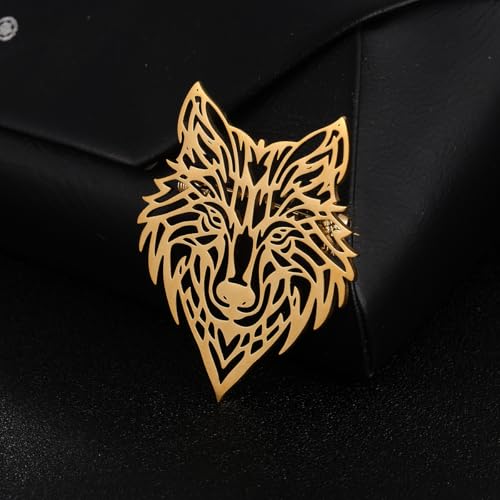Large-sized Gold Color Phoenix Bird Brooch Wolf and Lion Brooch and Pin - style: Wolf King