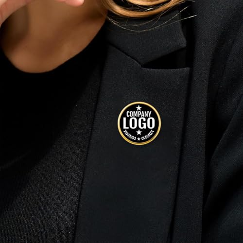 Custom Pins with Logo - Customized Buttons for men Women Customized pin - color: Round and Gold