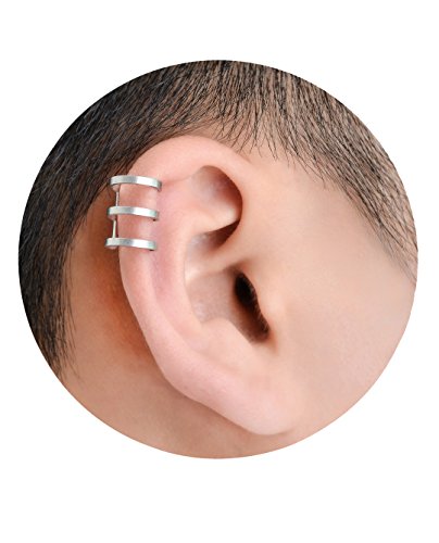 4-10 Pairs Stainless Steel Ear Cuff Helix Cartilage Clip On Wrap Earrings Fake Nose Ring Non-Piercing Adjustable - color: A4: 4 Pairs, Silver Tone