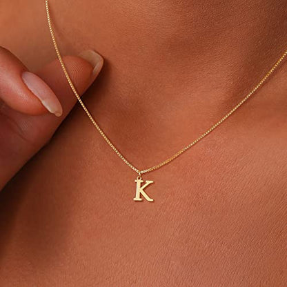Foxgirl Gold Initial Necklaces for Women, Dainty Gold Letter Necklace Tiny A-Z Pendant Choker Necklace Trendy Cute Personalized Monogram Name Necklace Gold Jewelry Necklace for Women Gift | Tiny Letter Pendant on a Dainty Choker Chain, Personalized Everyd