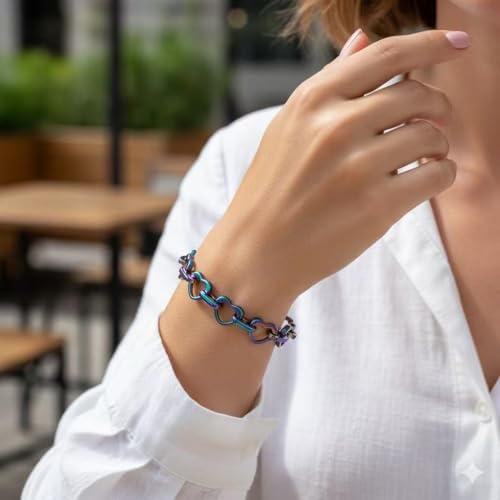 mnmoom Heart Bracelets for Women Stainless Steel with Rose gold, gold plating Heart links bracelets - color: Magic