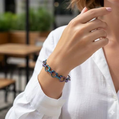 mnmoom Heart Bracelets for Women Stainless Steel with Rose gold, gold plating Heart links bracelets - color: Magic