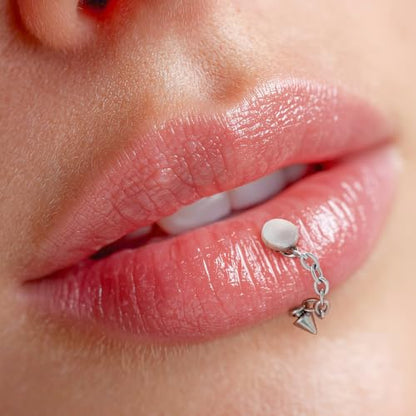 3 Pcs 316L Stainless Steel 16G Tragus Helix Rook Piercing Jewelry with Chain, Cartilage Earrings for Women, Belly Button Ring Vertical Labret Lip Piercing Jewelry - color: Silver, size: Disc