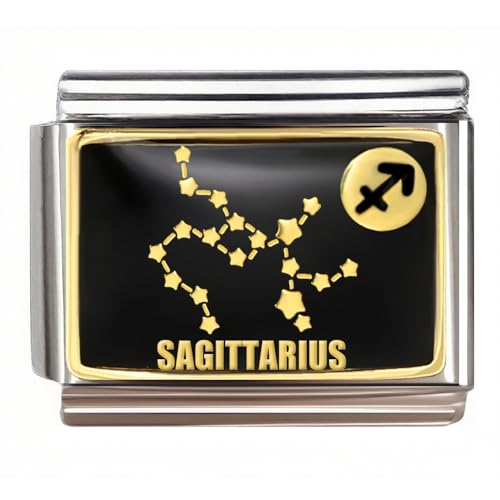 Italian Charm Bracelet Link, 12 Zodiac Constellation, 9mm, Sign Charm - color: Sagittarius (11.22 ~ 12.21)