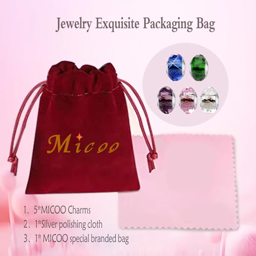 MICOO 925 Sterling Silver Charms for Bracelets,Fashion DIY Dangle Pendants Beads Simulated Birthstone Charms,Birthday Gifts for Women - color: 5 styles charms
