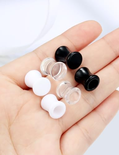 Ears Gauges Tunnels Plugs for Women Acrylic Solid Tunnel Ear Gauge Stretching Kit 6G to 1 1/4 Inch (4MM- 30MM) Expander Stretcher Plug Earrings Piercing Jewelry for Women Black White Clear - style: 0G, Black White Clear
