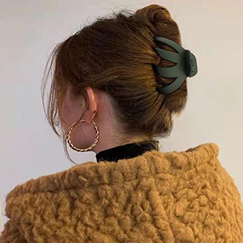 ATODEN Large Octopus Matte Jumbo Hair Clips for Thick Hair - 5 Pieces 3.15" Cute Giant Jaw Clips for Women - color: black, blue, purple, green, grey