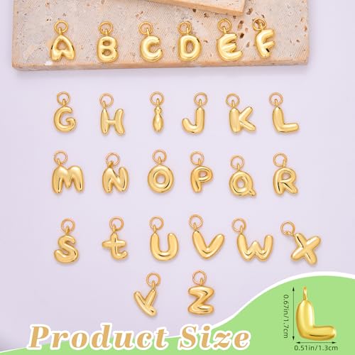 A-Z Bubble Letter Charms 18K Gold Filled Charms for Jewelry Making Gold Initial Alphabet Charms Pendants for Women Men Necklace Choker Bracelet Making - color: Letter L