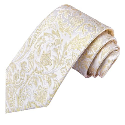 Dubulle Mens Paisley Striped Tie Woven Necktie for Men and Handkerchief Cufflinks Set Wedding Formal Business - color: C Light Sparkles