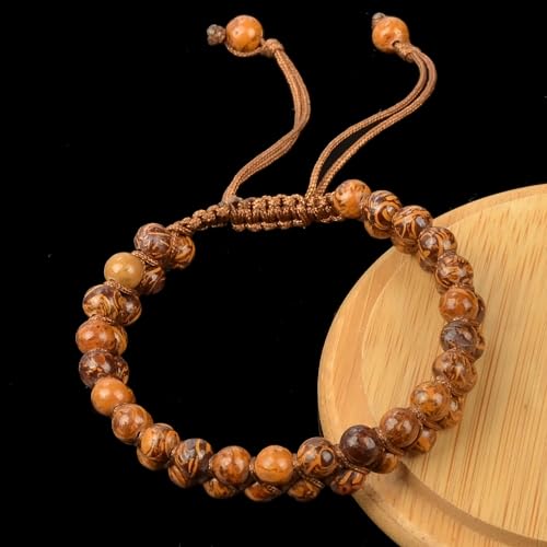 MASSIVE BEADS Double Layer Natural Chakra Healing Power Crystals Macrame Bracelet Yoga Stone Beads Gemstone Meditation Relax Anxiety Bangle for Unisex Women Men - color: Tiger Skin Stone, size: 4mm