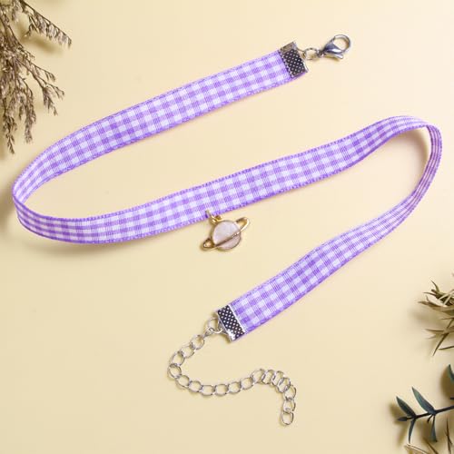 Nova&Aria Chokers Set For Women Heart Choker Necklaces Flower Pendant Velvet Cute Pink Turquoise Blue White Black Choker Necklace Christmas Colorful Lace Chokers - color: Purple