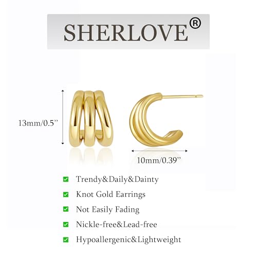 SHERLOVE Chunky Knot Gold Earrings Women Statement Drop Dangle Earrings | 14K Gold Plated Hypoallergenic Lightweight,Trendy Dainty Elegant Cute,Women Gold Jewelry Fashion Accessories Gifts - color: Knot Gold D