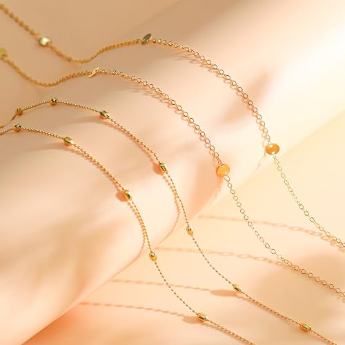 2Pcs Waist Chain 18K Gold Plated Belly Chain Coin Sequin Satellite Beaded Snake Box Chain Layered Body Chain Sexy Bikini Summer Beach Body Jewelry Accessories for Women Adjustable - style: beaded chain