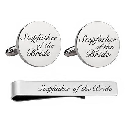 Kooer Personalized Men's Wedding Cufflinks, Custom Father Of The Bride Cuff Links Jewelry Gift For Men Him Groom Groomsman - style: stepdad of the bride