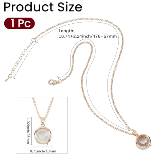 Memory Locket Charm Flat Round DIY Picture Photo Necklace Making Kit Chain Necklace Living Floating Glass Photo Frame Pendant for Women Men Wedding Christmas Jewelry Making - style: Flat Round