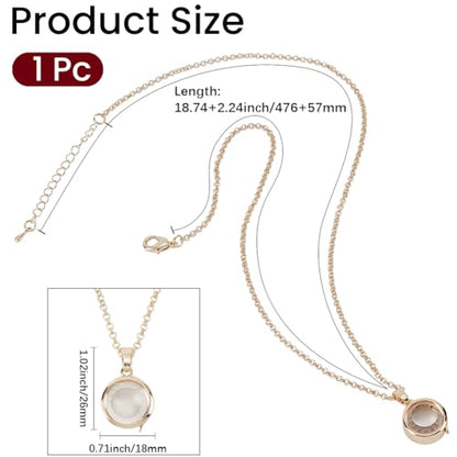 Memory Locket Charm Flat Round DIY Picture Photo Necklace Making Kit Chain Necklace Living Floating Glass Photo Frame Pendant for Women Men Wedding Christmas Jewelry Making - style: Flat Round