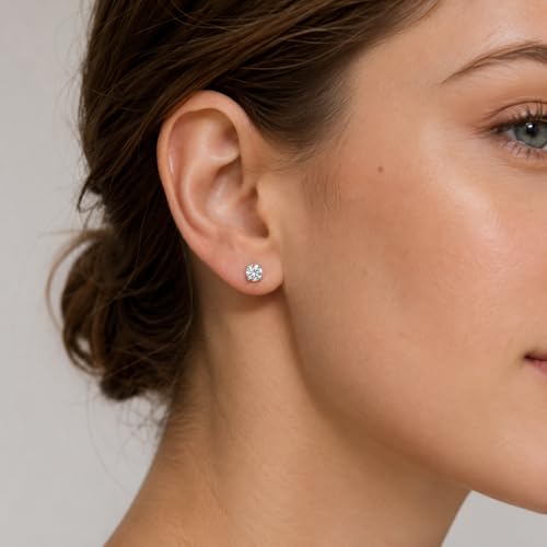 CoBi Cubic Zirconia Earrings for Women, 3 Pairs CZ Stud Earring Set, 4, 6, 8 mm, Small Minimalist Earring, Everyday Wear Jewelry, Fashion Accessories, Hypoallergenic, Ideal Gift