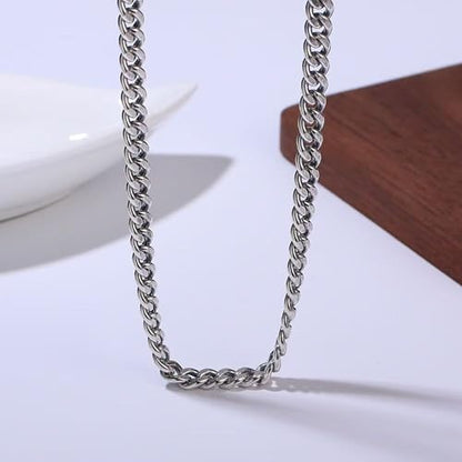 Miami Curb Cuban Link Chain for Men 9mm/12mm Width Chunky Hip Hop Necklace Curb Chains Length Chain 20"/22" for Men Women - color: Silver 9mm -