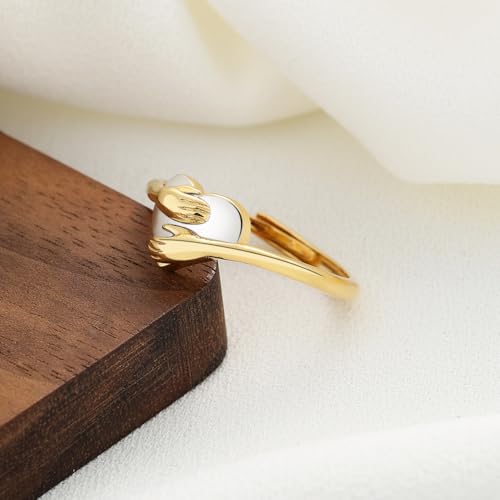 Granddaughter Daughter Hug Ring For Hope Rings, Stainless Steel Inspirational Jewelry Engraved Always With You Love You Forever Message Adjustable Non Tarnish Jewelry Birthday Gift Card - color: Hug Gold Silver Heart